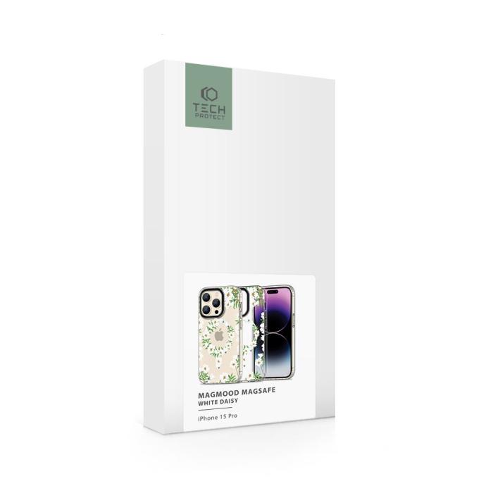 Bild 4, Tech-Protect iPhone 15 Pro Skal MagSafe MagMood White Daisy