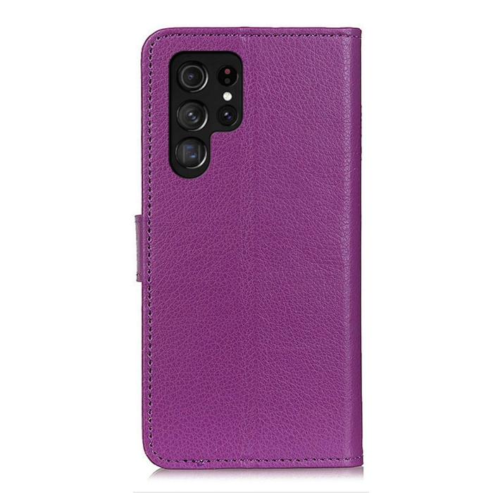 Bild 3, Samsung Galaxy S22 Ultra Fodral Litchi Läder Lila