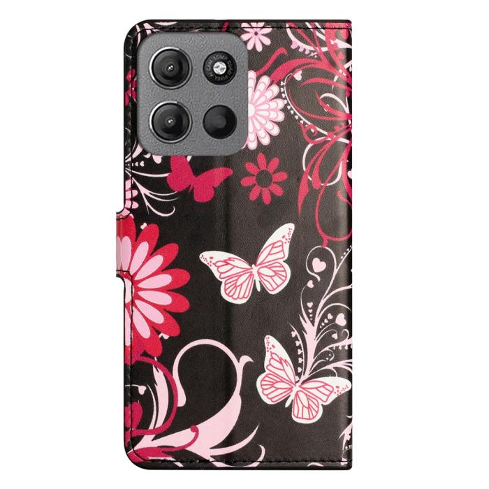 Bild 5, Motorola Moto G15 / G15 Power Fodral Med Tryck Rosa Fjärilar