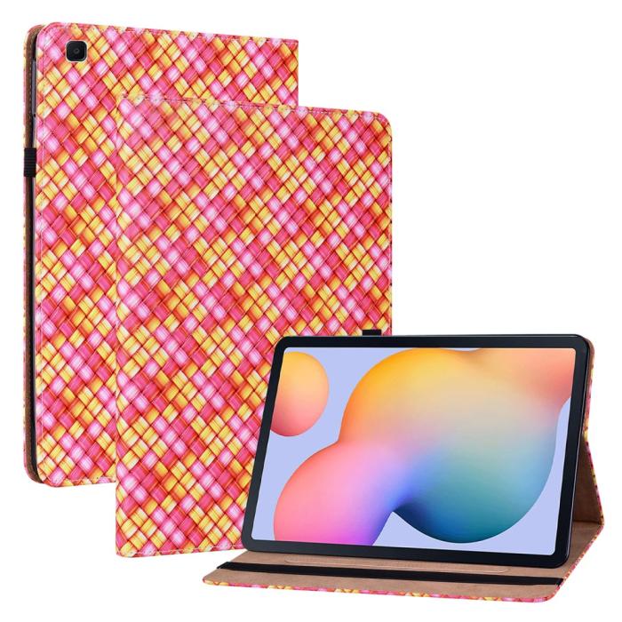 Bild 1, Samsung Galaxy Tab S6 Lite Fodral Vävd Textur Rosa/Gul