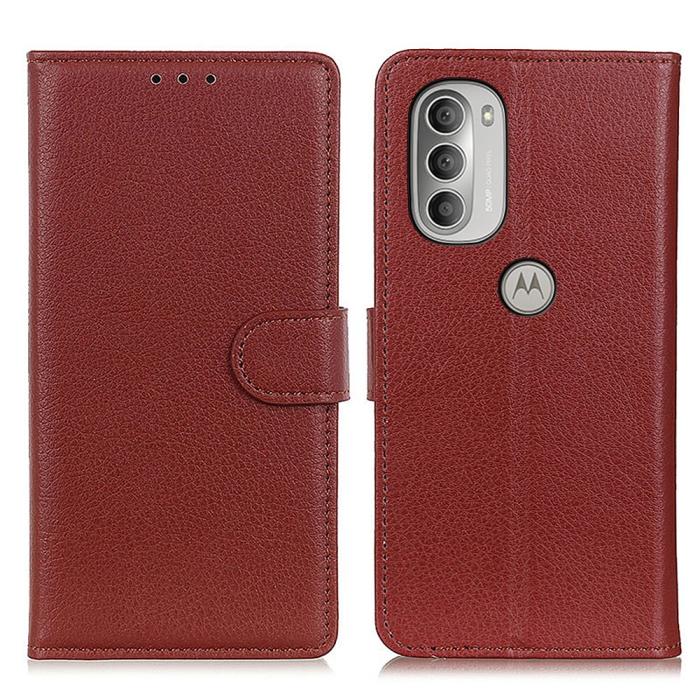 Bild 1, Motorola Moto G51 Fodral Litchi Textur Brun
