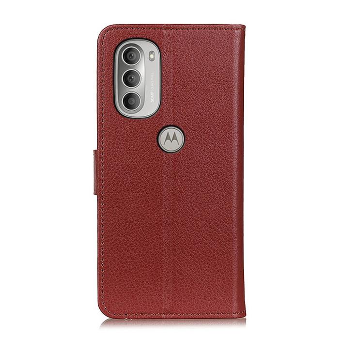 Bild 3, Motorola Moto G51 Fodral Litchi Textur Brun