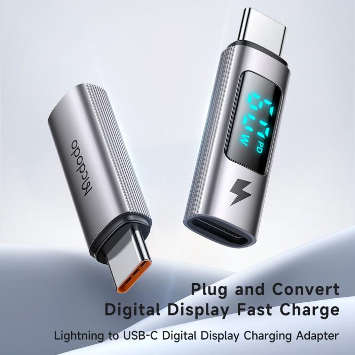 Bild 2, MCDODO Lightning - USB-C Adapter Digital Display Grå