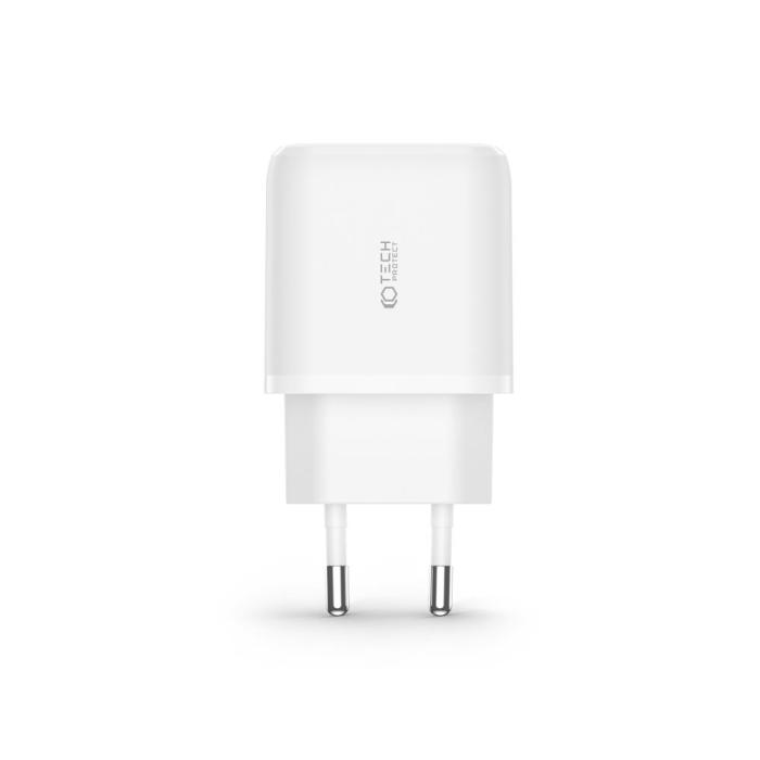 Bild 2, Tech-Protect 20W Väggladdare PD QC USB-C / USB-A Vit