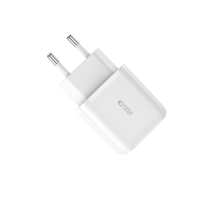 Bild 3, Tech-Protect 20W Väggladdare PD QC USB-C / USB-A Vit