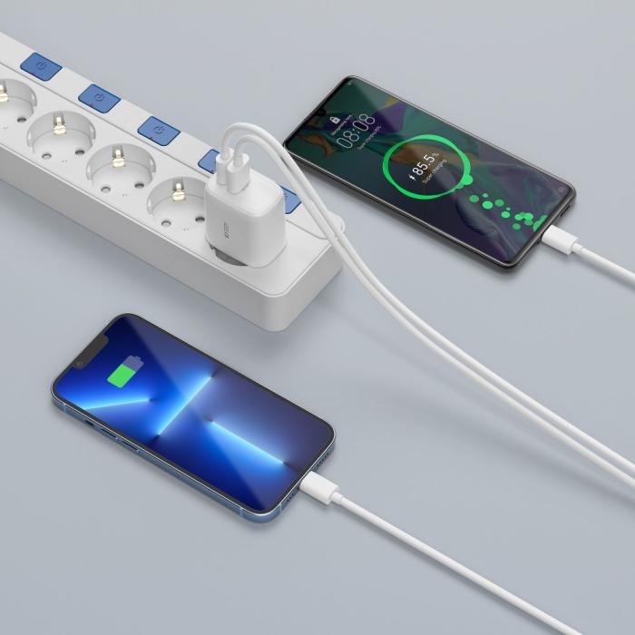 Bild 5, Tech-Protect 20W Väggladdare PD QC USB-C / USB-A Vit