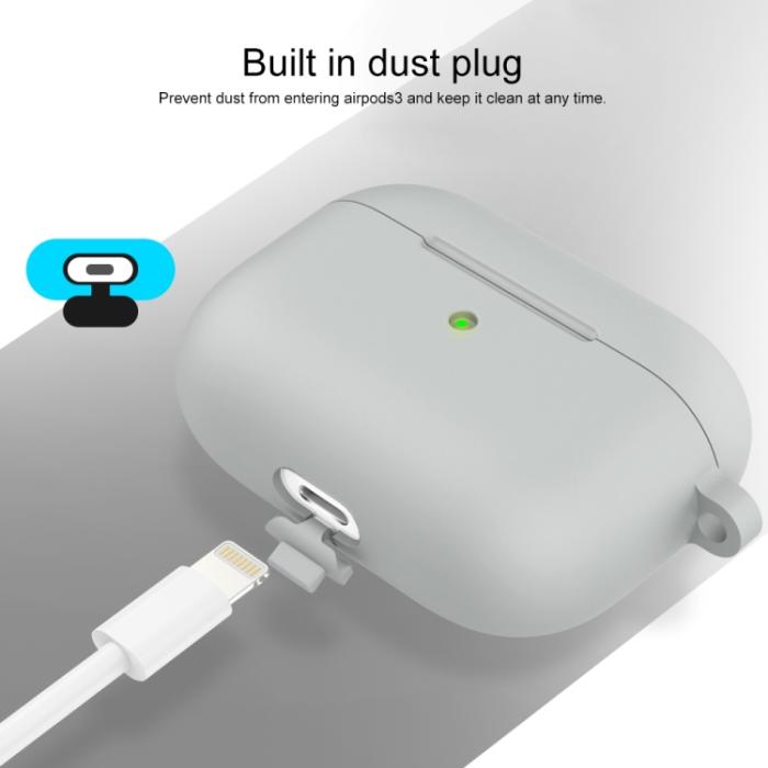 Bild 4, AirPods 3 Skal Silikon Med Krok Ljus Grå
