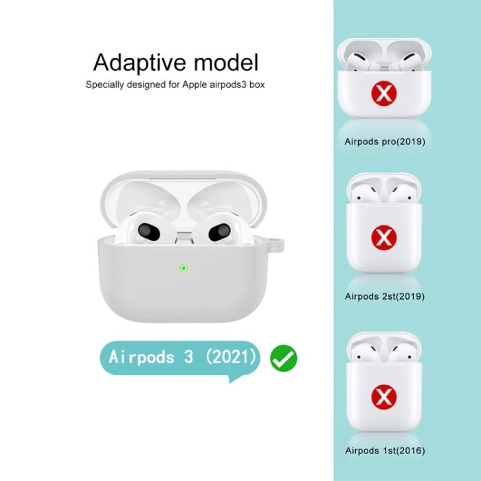 Bild 5, AirPods 3 Skal Silikon Med Krok Ljus Grå