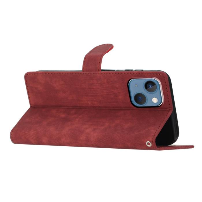 Bild 2, iPhone 15 Plus Fodral Skin Touch Läder Röd