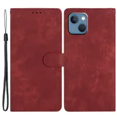 iPhone 15 Plus Fodral Skin Touch L&auml;der R&ouml;d