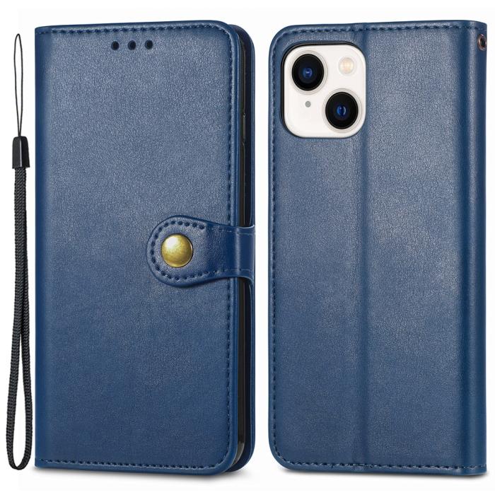 Bild 1, iPhone 15 Plus Fodral Läder Magnetisk Mässing Blå