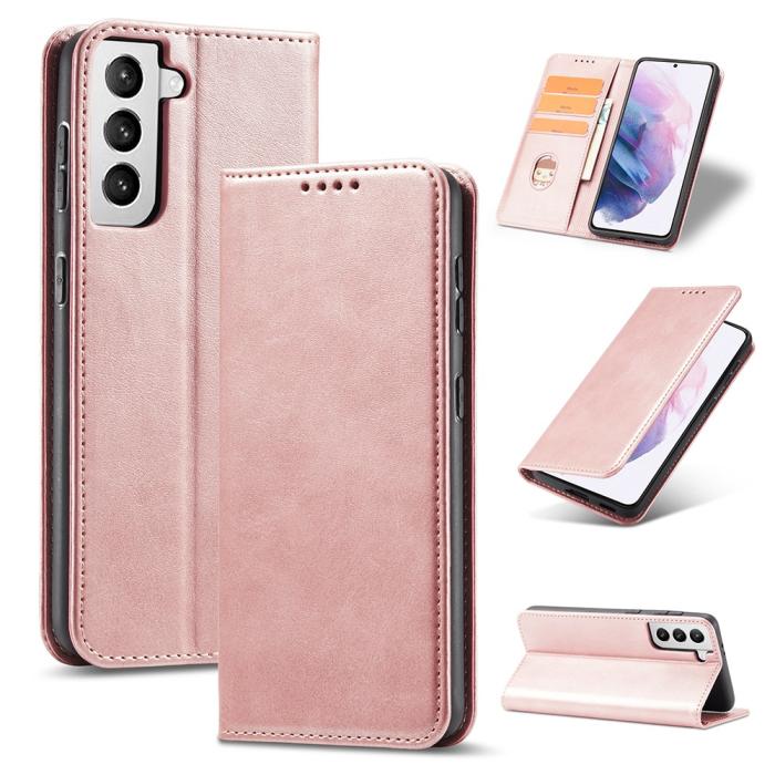Bild 1, Samsung Galaxy S21 Plus - Läder Flip Fodral - Roséguld