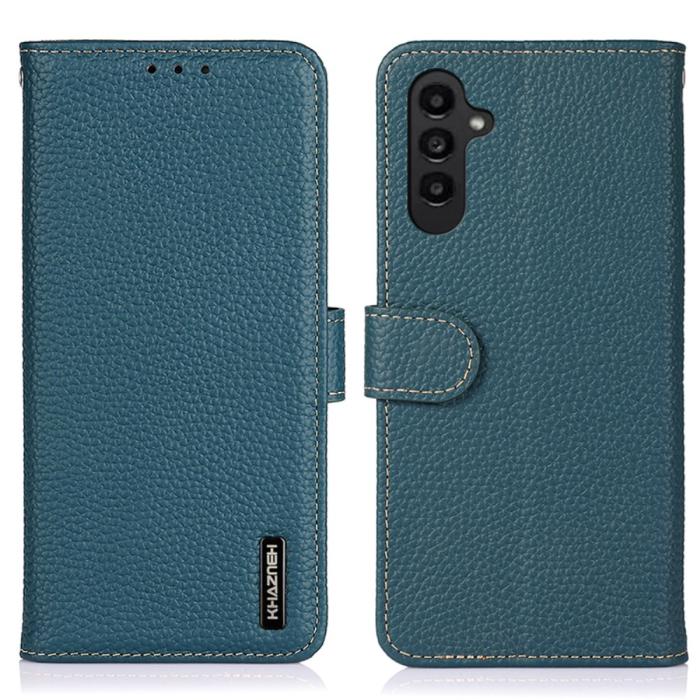 Bild 1, KHAZNEH Galaxy S24 Fodral Premium Litchi Äkta Läder Grön
