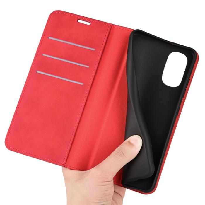 Bild 6, Motorola Moto G52/G82 Fodral Flip Retro Läder Röd
