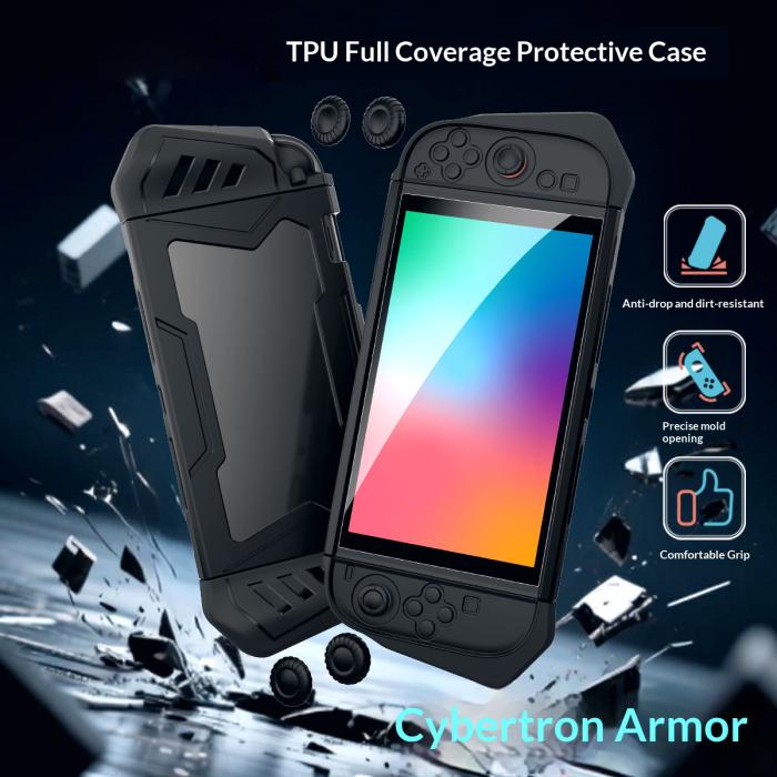 Bild 2, Nintendo Switch 2 Skal Med Skärmskydd Härdat Glas Svart