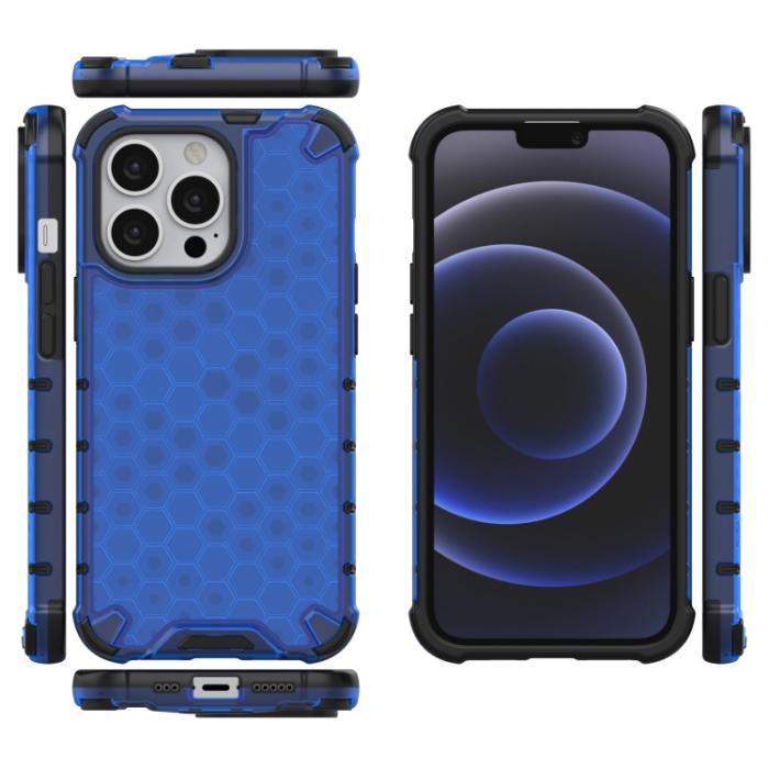 Bild 2, iPhone 14 Pro Max Skal Shockproof Honeycomb Hybrid Blå