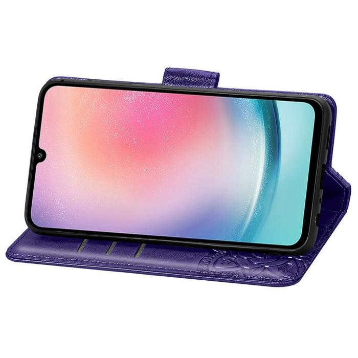 Bild 3, Samsung Galaxy A25 5G Fodral Läder Big Butterfly Mörk Lila