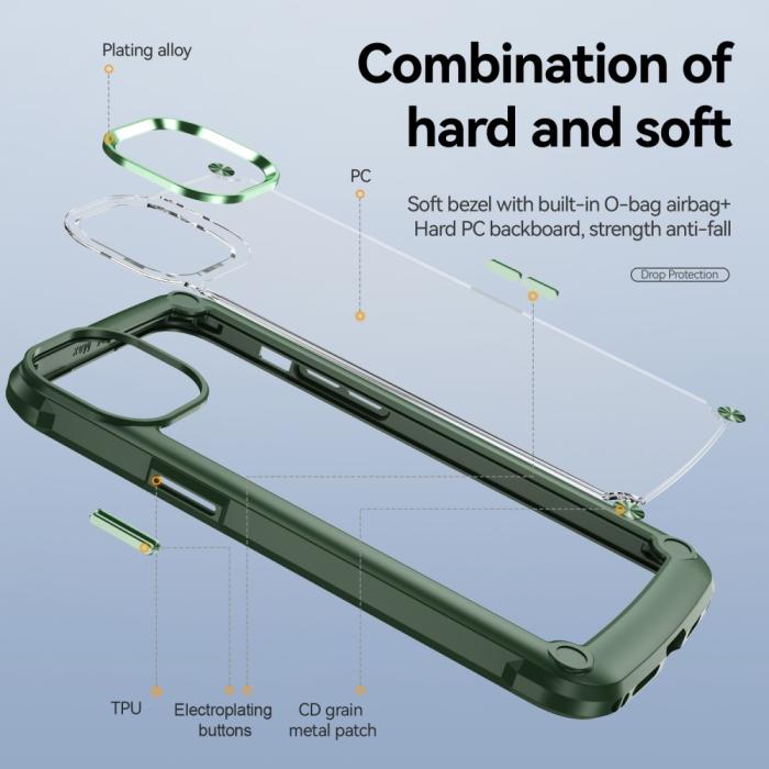 Bild 6, iPhone 15 Pro Skal Shockproof Hybrid Armor Grön