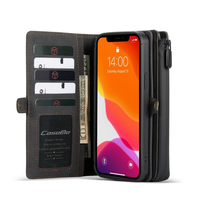 Bild 4, iPhone 12 / 12 Pro - CASEME 2-i-1 Magnet Skal/Fodral - Svart