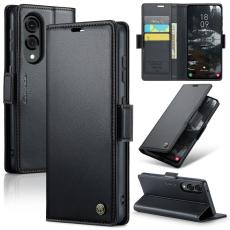 CASEME Samsung Galaxy S25 Edge Fodral L&auml;der RFID Svart