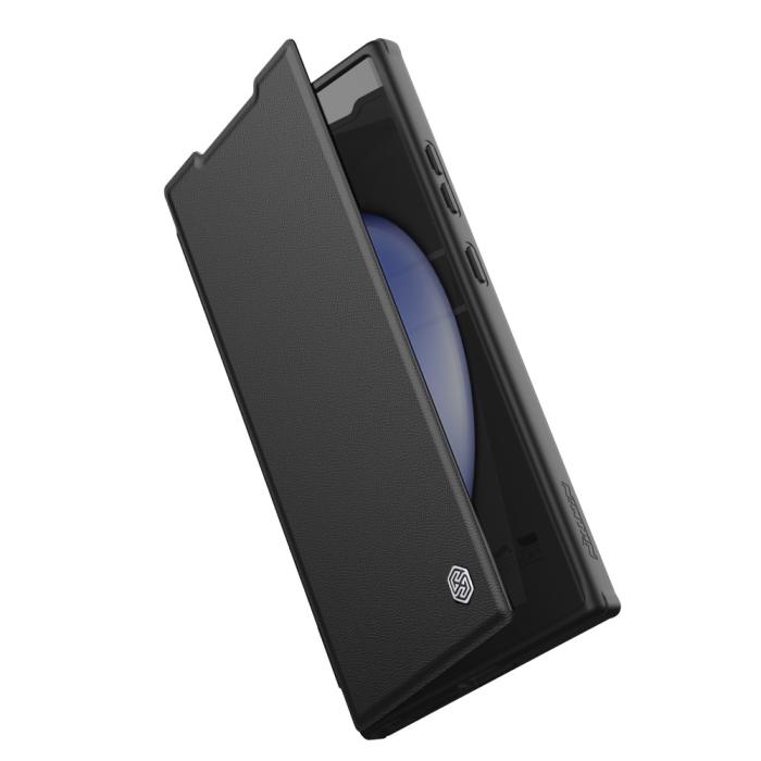 Bild 5, NILLKIN Galaxy S24 Plus Fodral Qin Läder Cam Kickstand Litchi Svart