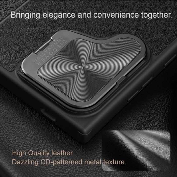 Bild 6, NILLKIN Galaxy S24 Plus Fodral Qin Läder Cam Kickstand Litchi Svart