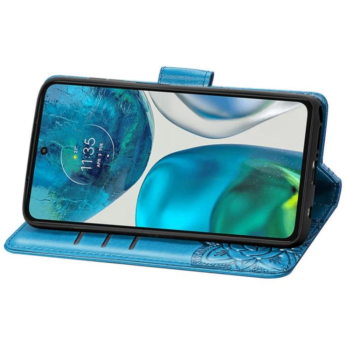 Bild 4, Motorola Moto G52/G82 Fodral Fjäril Tryck Blå