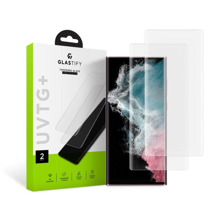 Bild 1, Glastify Samsung Galaxy S22 Ultra 2-PACK UV Skärmskydd Härdat Glas