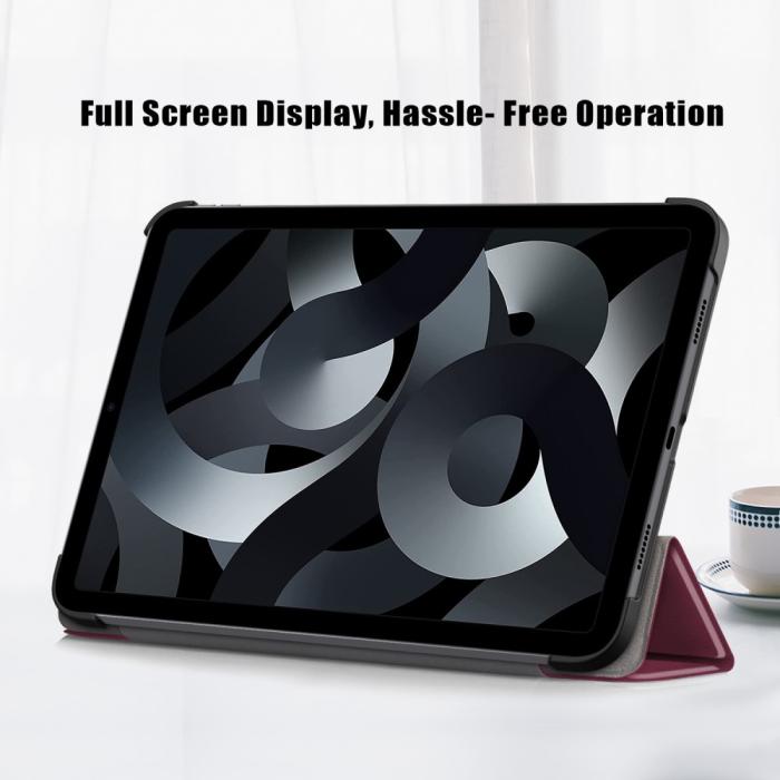 Bild 2, iPad 11 2025 / 10.9 2022 Fodral Tri-Fold Vinröd
