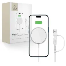 Tech-Protect 15W MagSafe Tr&aring;dl&ouml;s Qi Laddare Vit