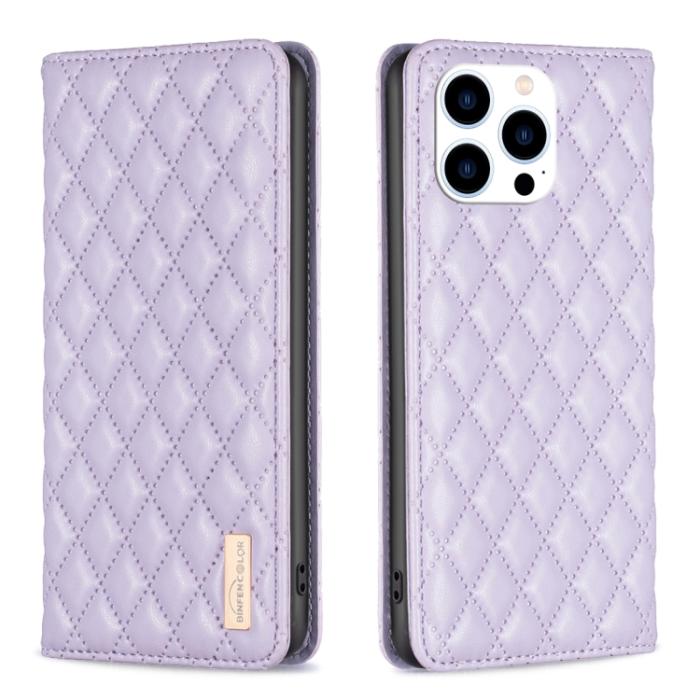 Bild 1, iPhone 15 Pro Fodral Diamond Flip Läder Lila