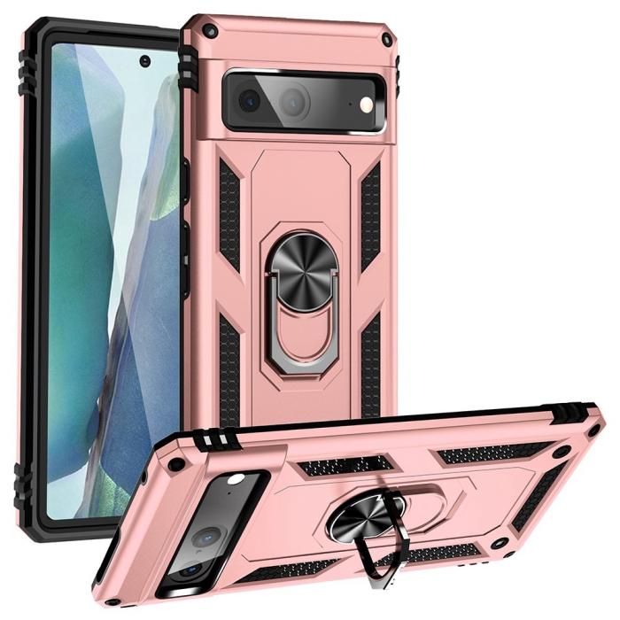 Bild 1, Google Pixel 7 Skal Shockproof Hybrid Ring Armor Roséguld