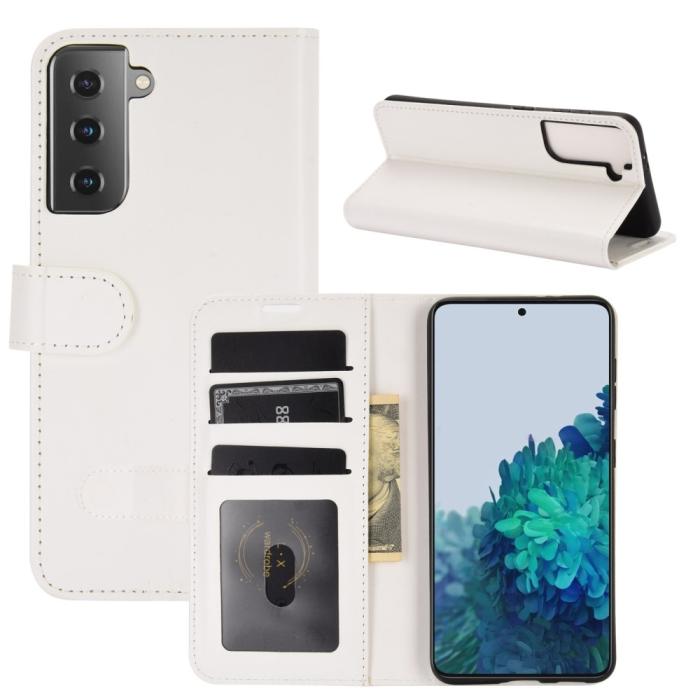 Bild 1, Samsung Galaxy S21 Plus - Crazy Horse Läder Fodral - Vit