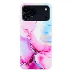 iPhone 17 Pro Skal TPU Marmor Rosa / Bl&aring;