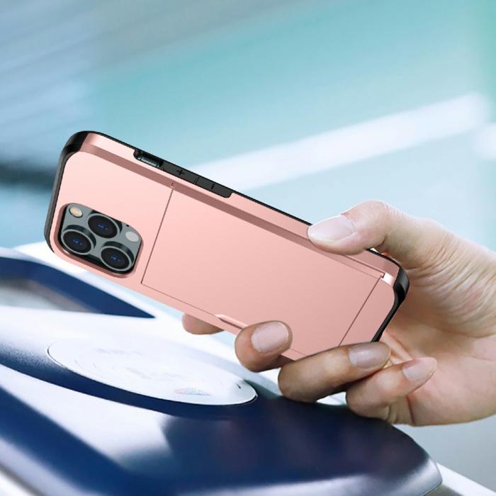 Bild 5, iPhone 13 Pro - Hybrid Skal Med Kortfack - Röd