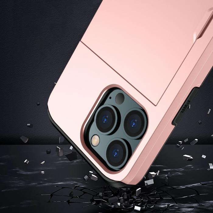 Bild 6, iPhone 13 Pro - Hybrid Skal Med Kortfack - Röd