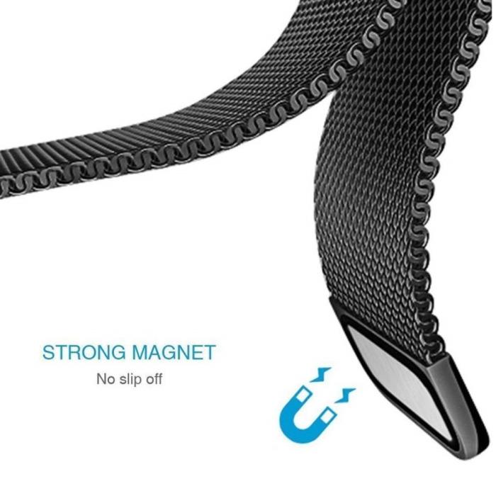 Bild 4, Milanese Loop Metall Armband För Smartwatch - Svart (22 mm)