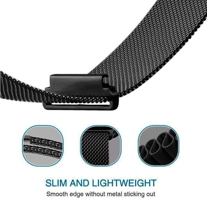 Bild 5, Milanese Loop Metall Armband För Smartwatch - Svart (22 mm)