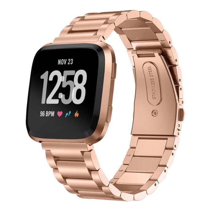 Bild 2, Lyxigt Metallarmband Fitbit Versa/Versa 2 - Roséguld