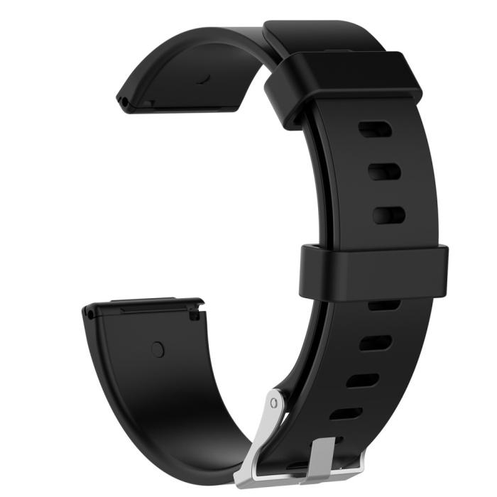 Bild 2, Silikon Armband Fitbit Versa/Versa 2 - Svart