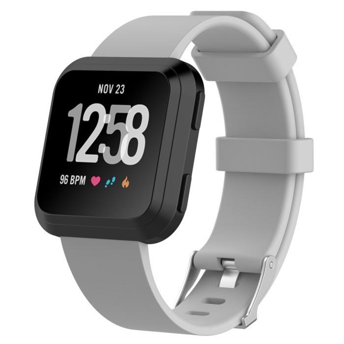 Bild 1, Silikon Armband Fitbit Versa/Versa 2 - Grå