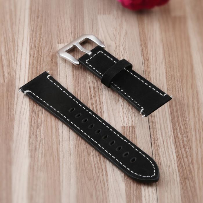 Bild 3, Äkta Läder Armband Fitbit Versa/Versa 2 - Svart