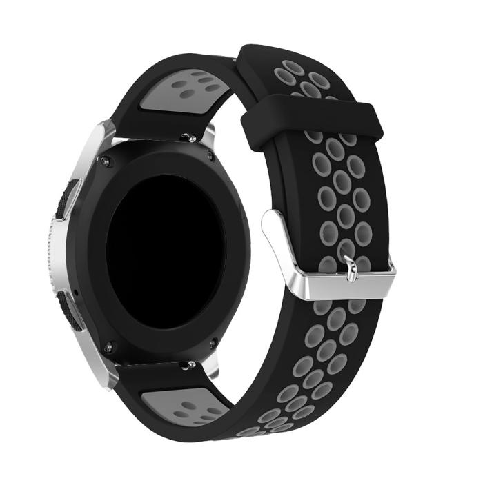 Bild 2, Tvåfärgat Silikon Armband - Svart/Grå (22mm)