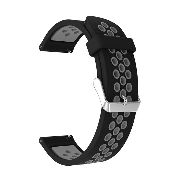 Bild 4, Tvåfärgat Silikon Armband - Svart/Grå (22mm)