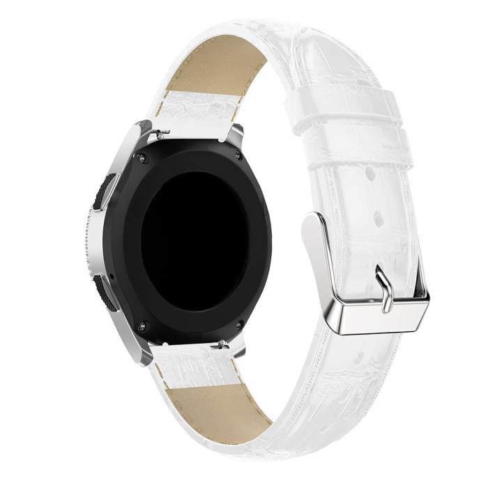 Bild 4, Äkta Läder Armband Krokodil Textur - Vit (22mm)