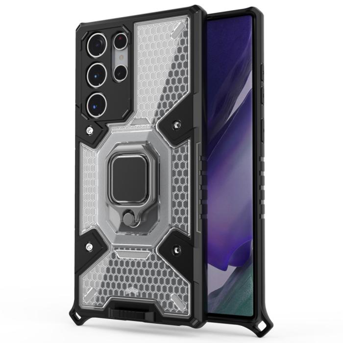 Bild 2, Samsung Galaxy S22 Ultra Skal Hybrid Armor Ring Vit