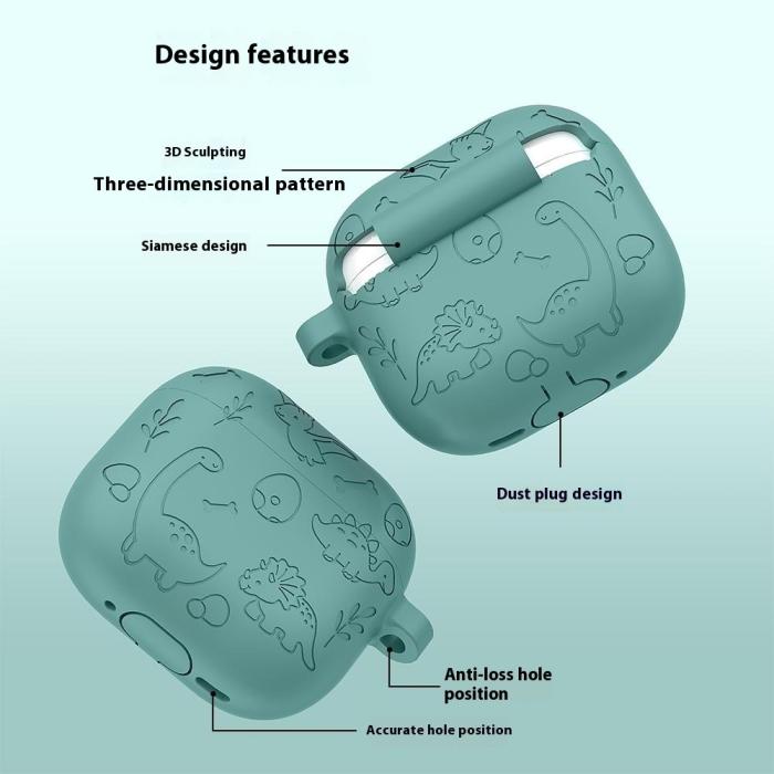 Bild 6, AirPods 4 Skal Med Dinosaurie Motiv Silikon Blå
