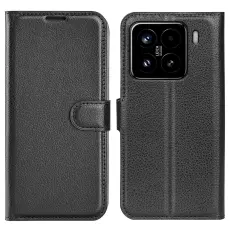 Xiaomi 15 Fodral Litchi L&auml;der Svart