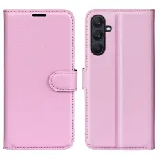 Samsung Galaxy A16 / A26 5G Fodral Litchi L&auml;der Textur Ljus Rosa