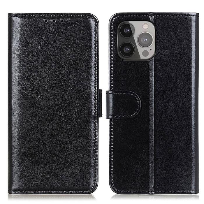 Bild 1, iPhone 13 Pro Max Fodral Crazy Horse Läder Svart